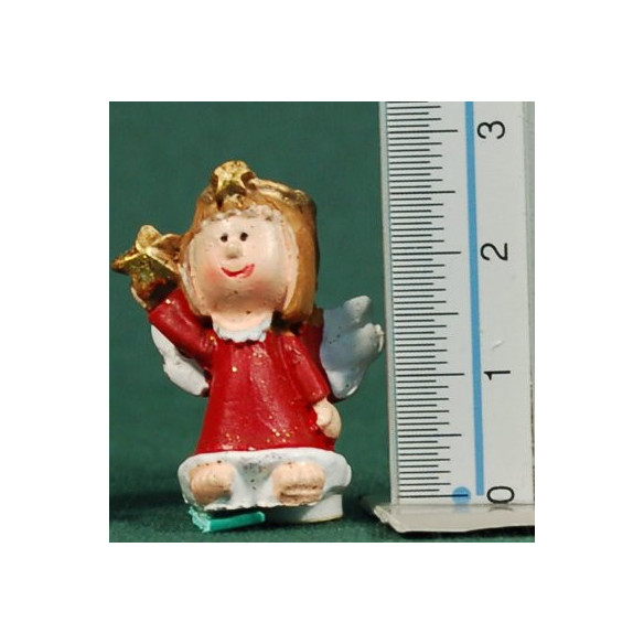Conjunt quatre àngels vermells de peu 2,5 cm resina