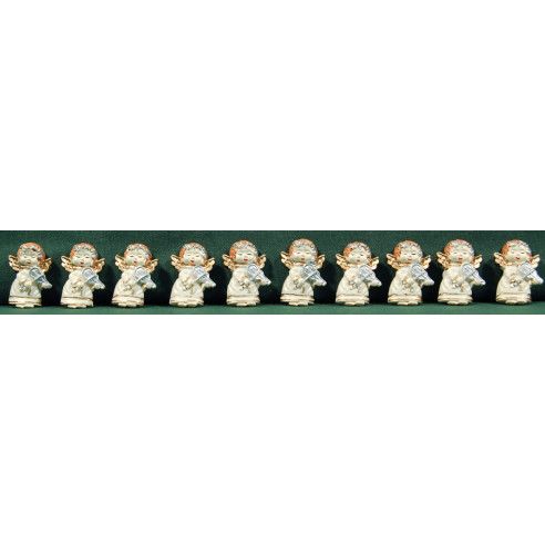 Set of ten white paste angels 3 cm resin