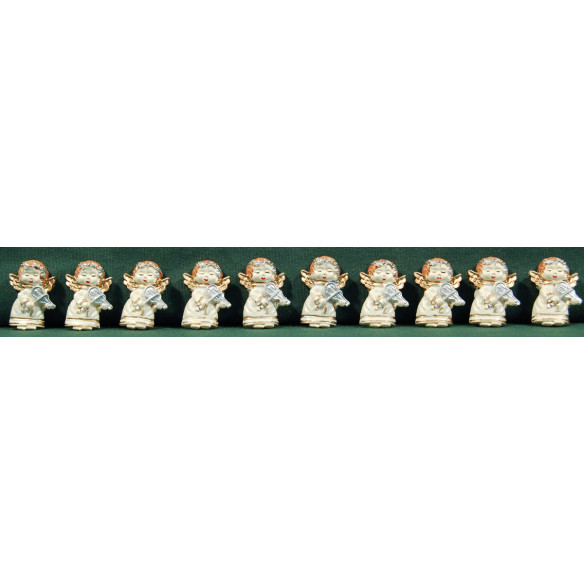 Set of ten white paste angels 3 cm resin