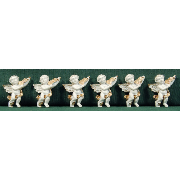Set of six white paste angels 3,5 cm resin