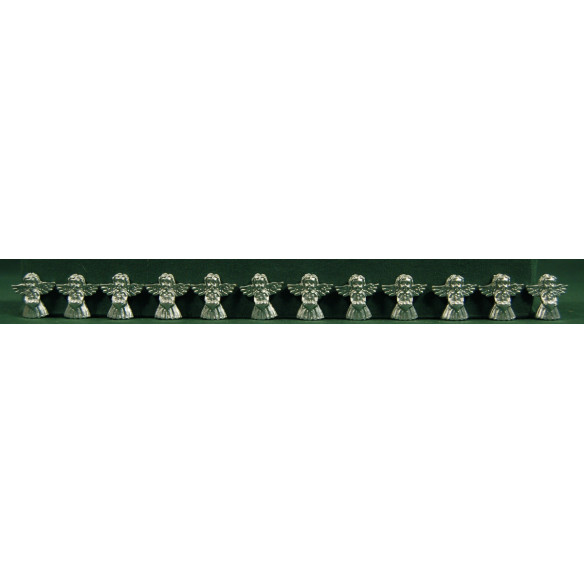 Set of twelve silver paste angels 3 cm resin