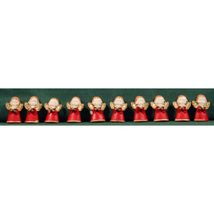 Conjunto diez ángeles rojos pegar 3 cm resina