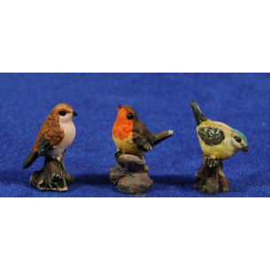 Gruppo da tre uccelli 20 cm resina