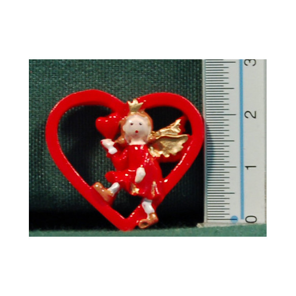 Gruppo sei angeli cuore rosso 2,5 cm resina