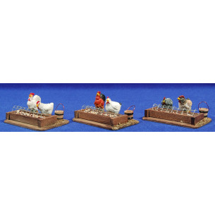 Alimentatore con galline 10-12 cm legno e resina