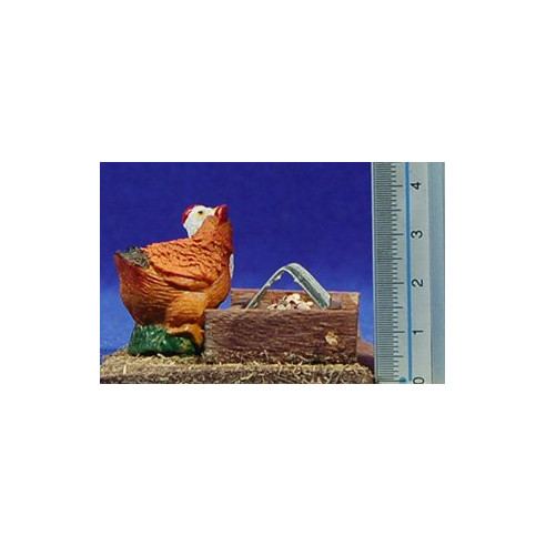 Feeder with chickensr 10-12 cm wood and resin