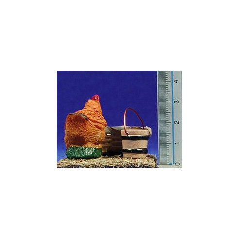 Chicken with basket 10-12 cm resin