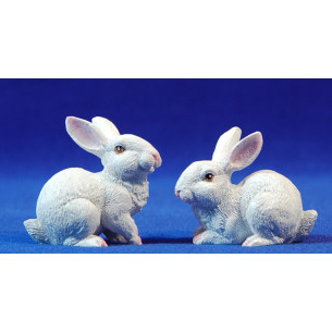 Couple white rabits 24 cm resin