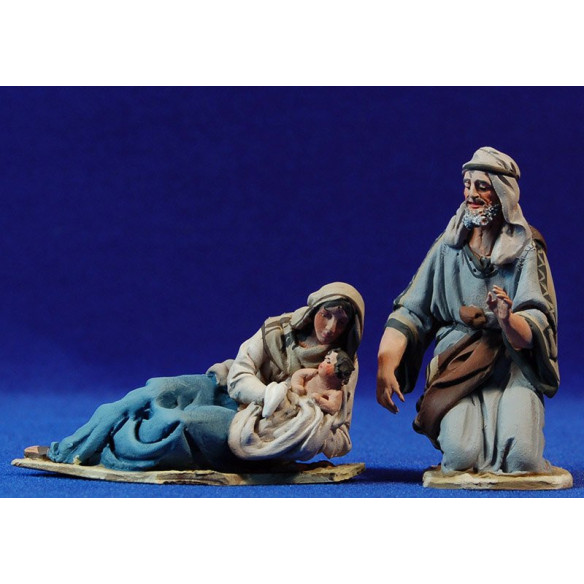 Nacimiento sin buey ni mula modelo 2 10 cm barro pintado De Francesco