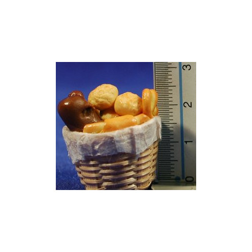 Basket with breads 2,5 cm resin
