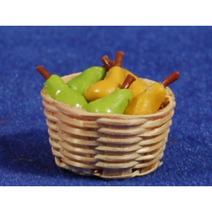 Basket with pears 2,5 cm resin