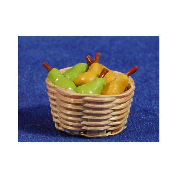 Basket with pears 2,5 cm resin