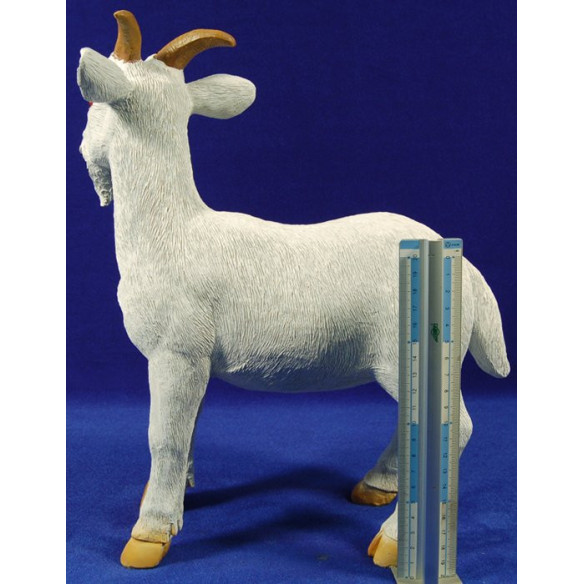 White goat with horns 100 cm resin