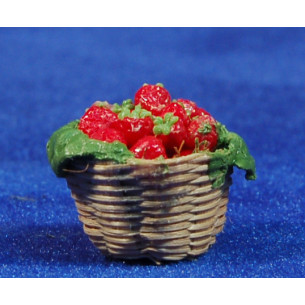 Cesto con fresas 2,5 cm resina