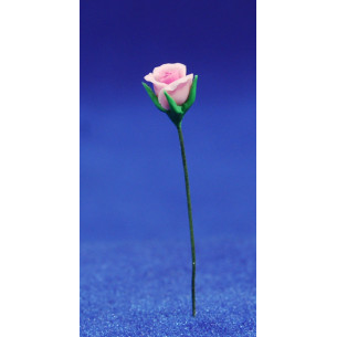 Rosa rosa 0,6cm piu stelo plastica
