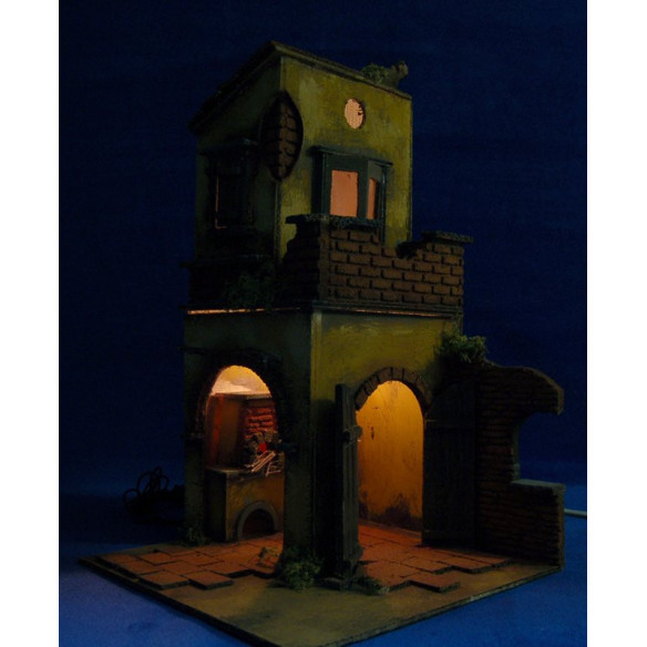 Casa con doble arco 40x25x25 cm corcho