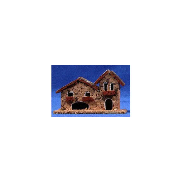 Casa con due porte 11x4x7 cm sughero Belenes Puig