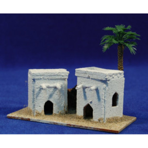 Casa ebraica con palma M1 11x5x8 cm sughero Belenes Puig