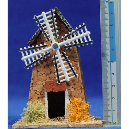 Molino rústico 7x5x10 cm corcho Belenes Puig