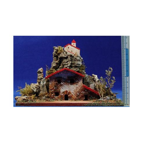 Casa con ermita 19x11x14 cm corcho Plana