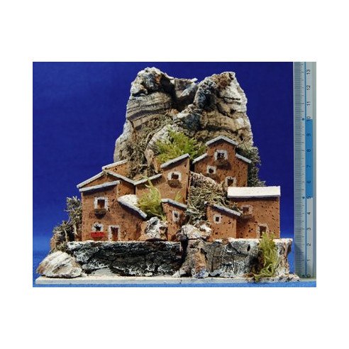 Paese nevicato 7 case 15 cm sughero Plana