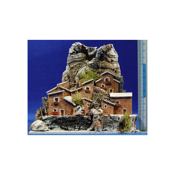 Paese nevicato 7 case 15 cm sughero Plana