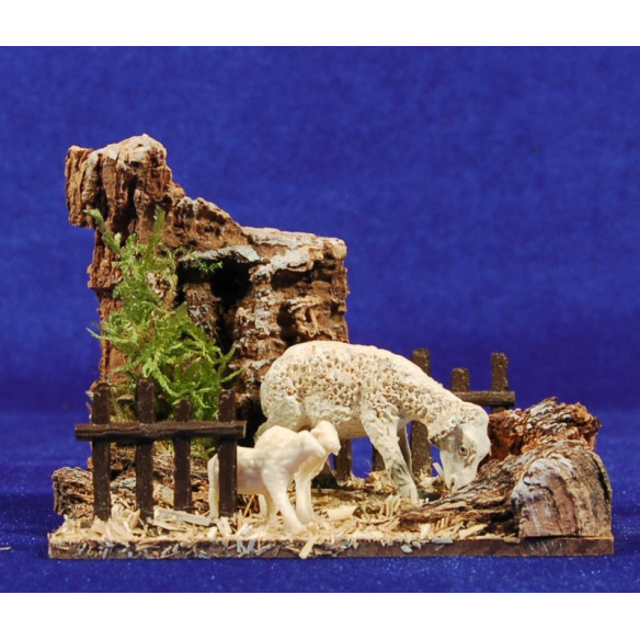 Cortile con pecore  8 cm sughero e plastica
