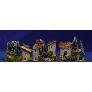 Casa amb avets 10x6x9 cm suro