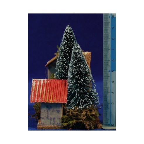 Casa amb avets 10x6x9 cm suro