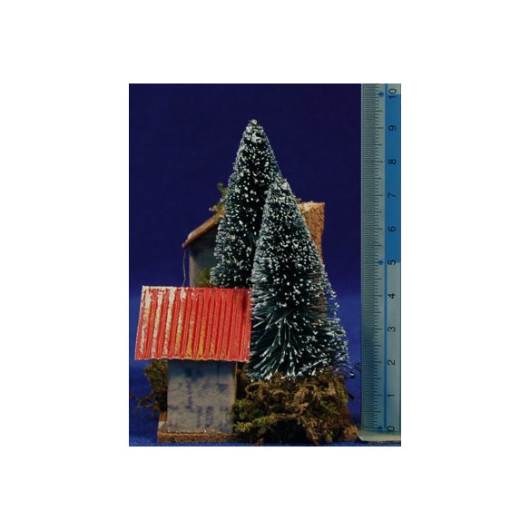 Casa amb avets 10x6x9 cm suro