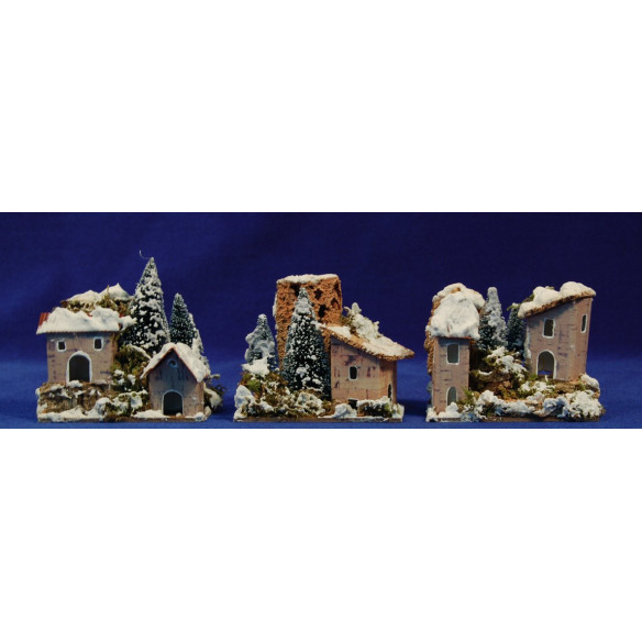 Casa nevada amb avets 10x6x9 cm suro