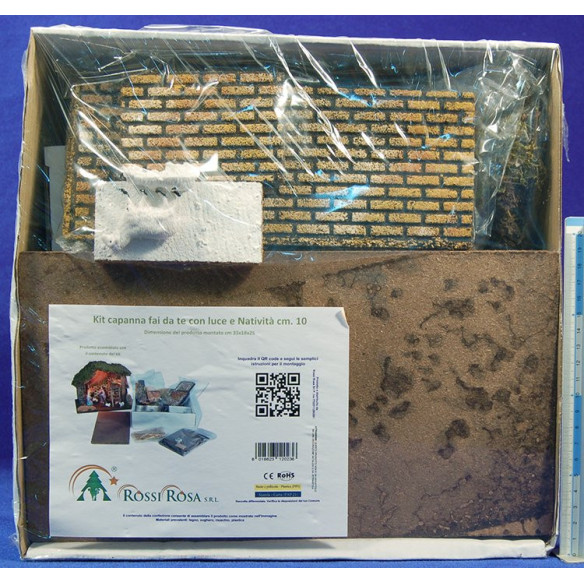 Capanna fai da te con natività 10 cm sughero e plastica