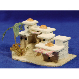 Houses Hebrew with a palm tree 12x8x7 cm corck