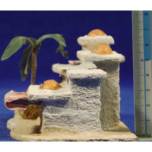 Houses Hebrew with a palm tree 12x8x7 cm corck