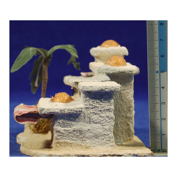 Houses Hebrew with a palm tree 12x8x7 cm corck