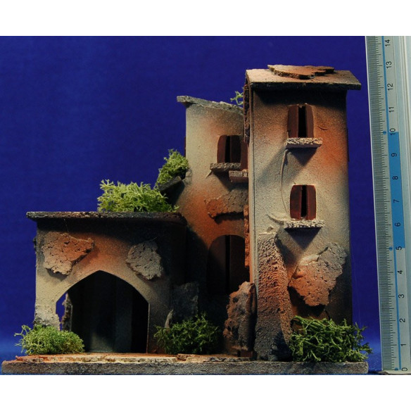 Pueblo 3 casas M8 14 cm cartón-corcho