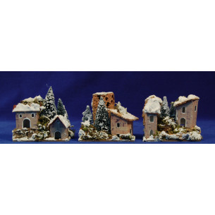 House snow with fir tree 10x6x9 cm corck