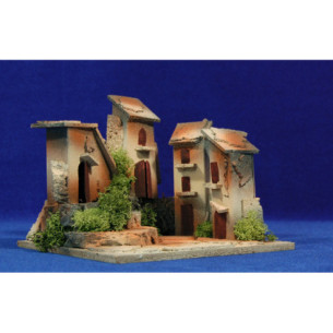 Pueblo 4 casas M7 12 cm cartón-corcho