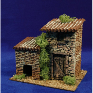 Casa con corral y palmera 19x15x18 cm corcho yeso plastico