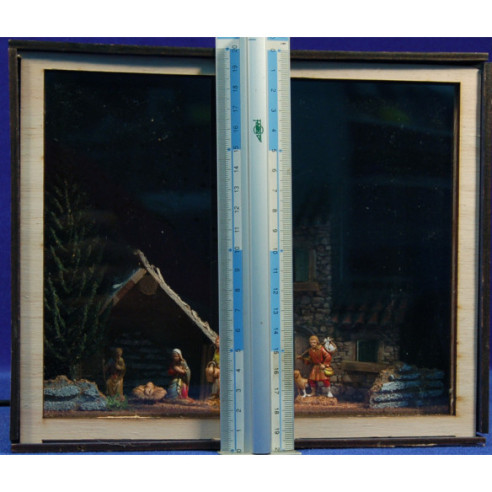 Nativity Box Belén nacimiento con figuras 3,5 cm corcho plastico