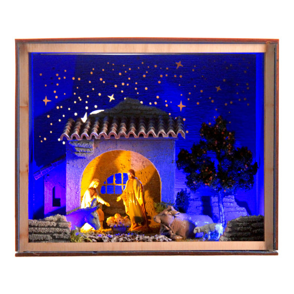 Nativity Box Belén nacimiento con figuras 6,5 cm corcho plastico