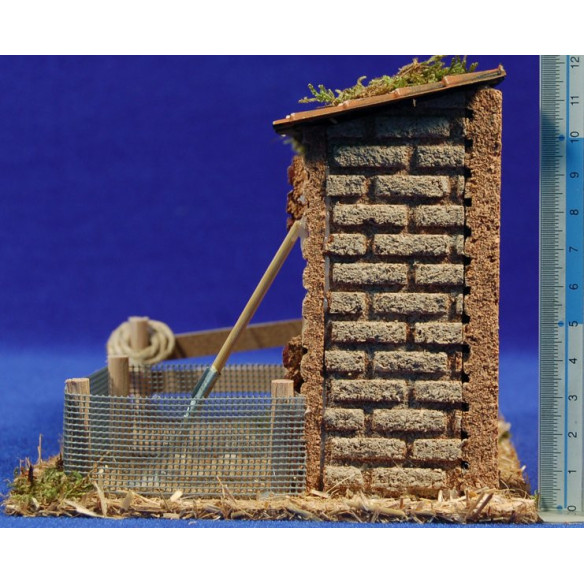 Henhouse with tools 16x13x12 cm cork