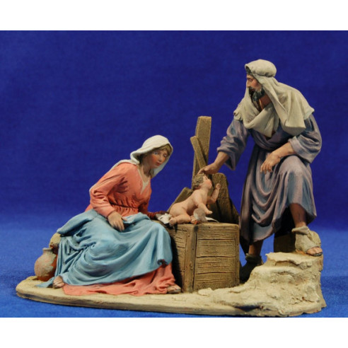 Natività senza bue e asino 15 cm terracotta dipinte De Francesco