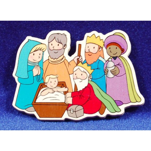 Natività con i re magi - calamita 6 cm legno La lluna