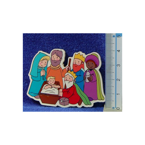 Natività con i re magi - calamita 6 cm legno La lluna