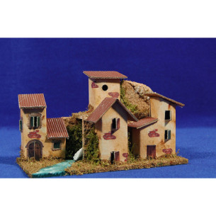 Poble 4 cases i riu 18x9x12 cm suro