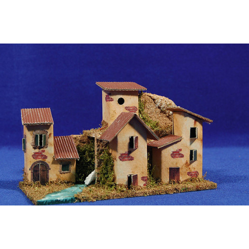 Poble 4 cases i riu 18x9x12 cm suro