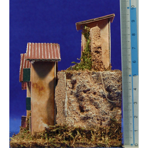 Poble 4 cases i riu 18x9x12 cm suro