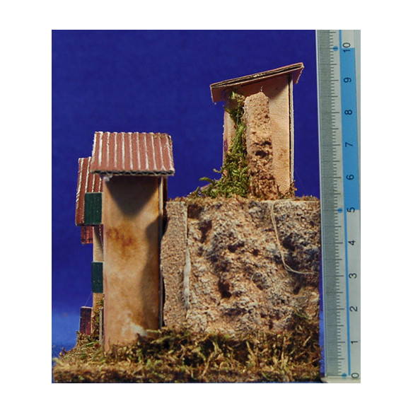 Poble 4 cases i riu 18x9x12 cm suro