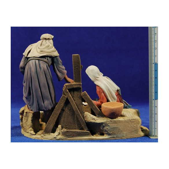 Natività senza bue e asino 15 cm terracotta dipinte De Francesco